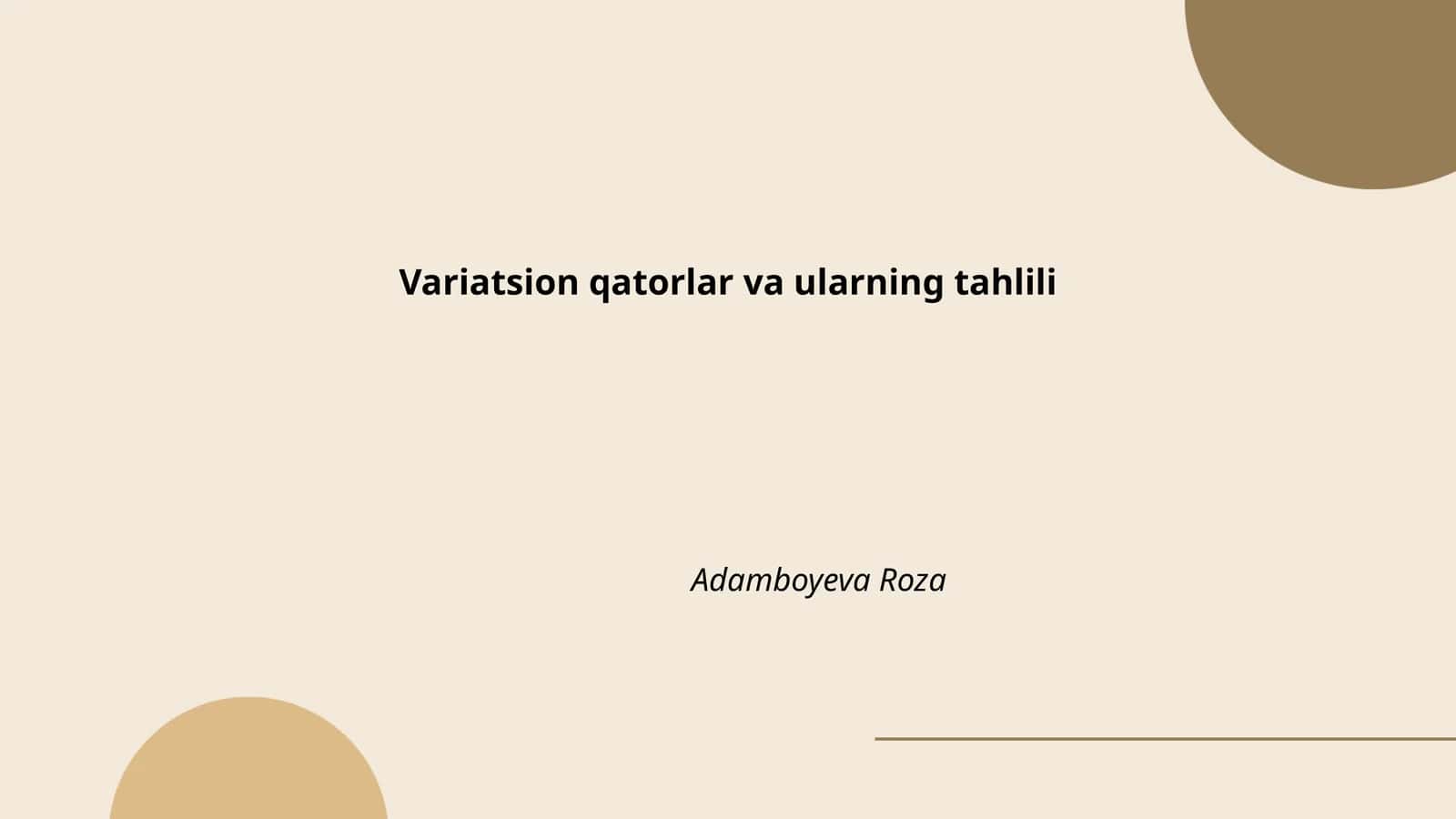 Variatsion qatorlar va ularning tahlili