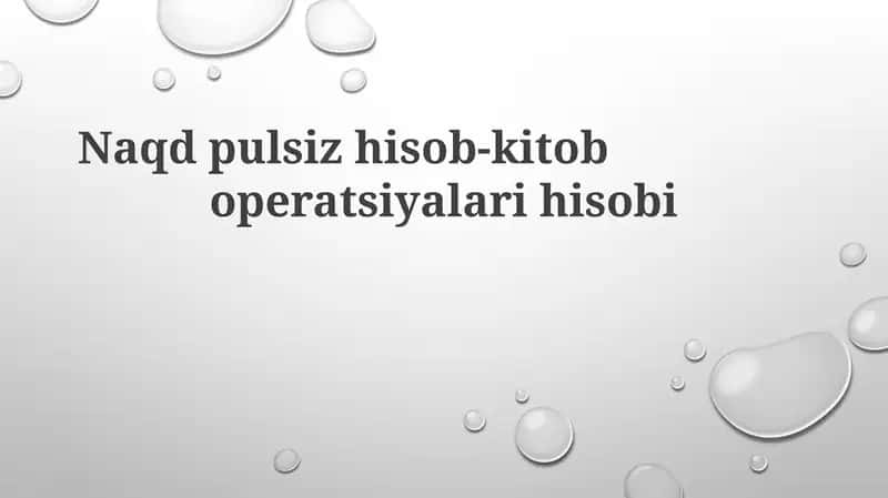 Naqd pulsiz hisob-kitob operatsiyalari