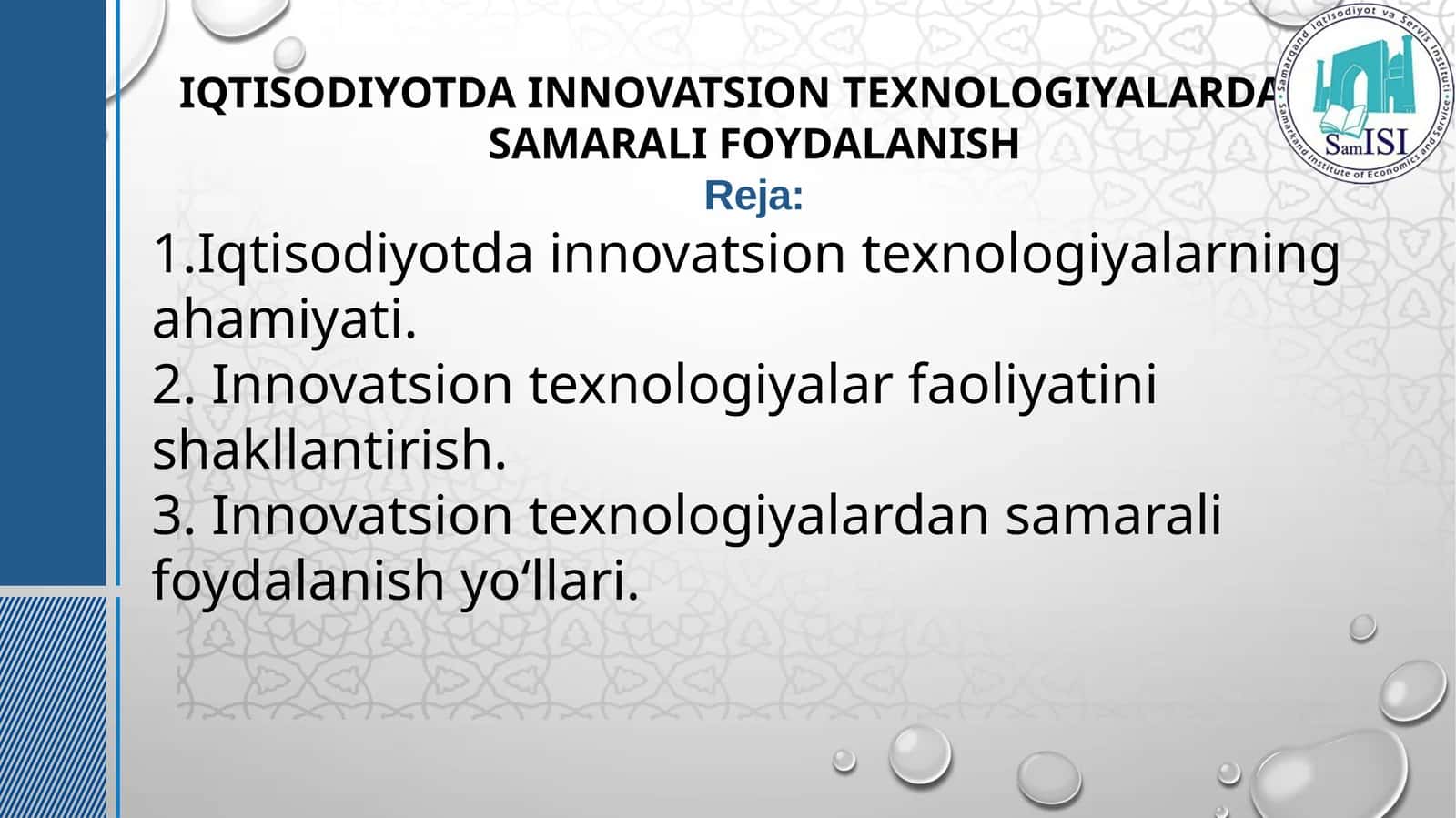 IQTISODIYOTDA INNOVATSION TEXNOLOGIYALARDAN SAMARALI FOYDALANISH