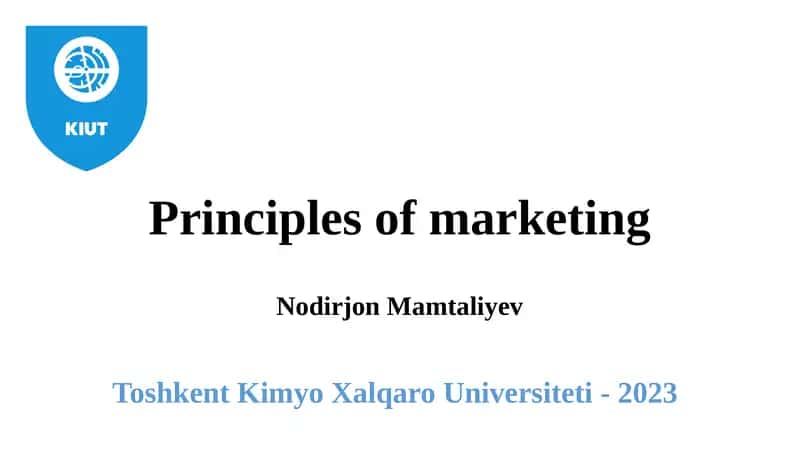 Principles of marketing