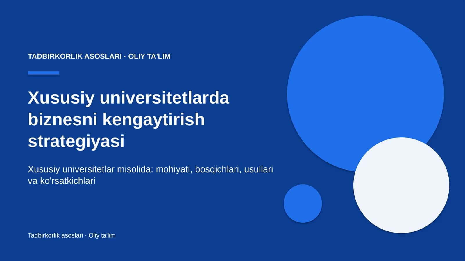 Xususiy universitetlarda biznesni kengaytirish strategiyasi