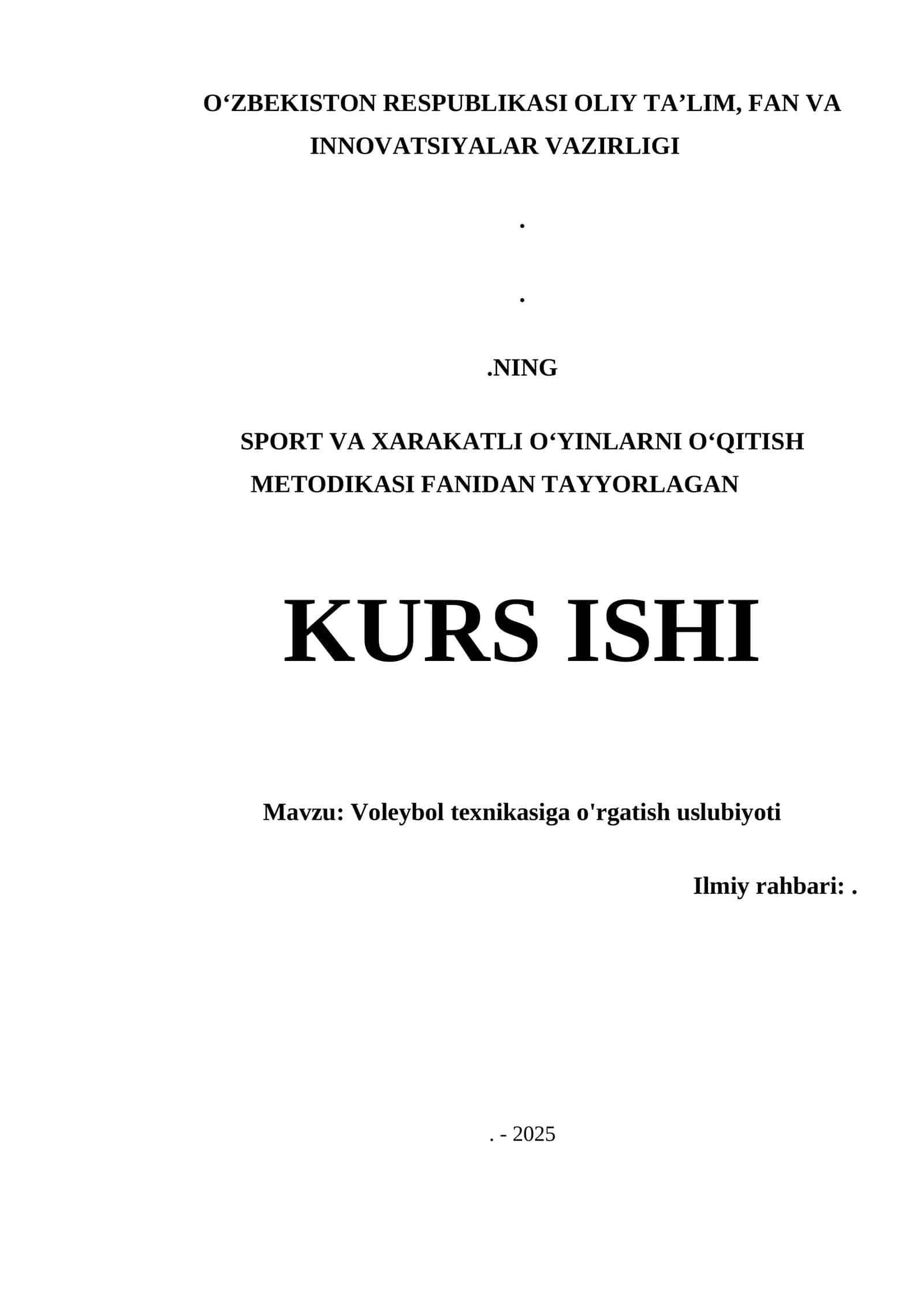 Voleybol texnikasiga o'rgatish uslubiyoti