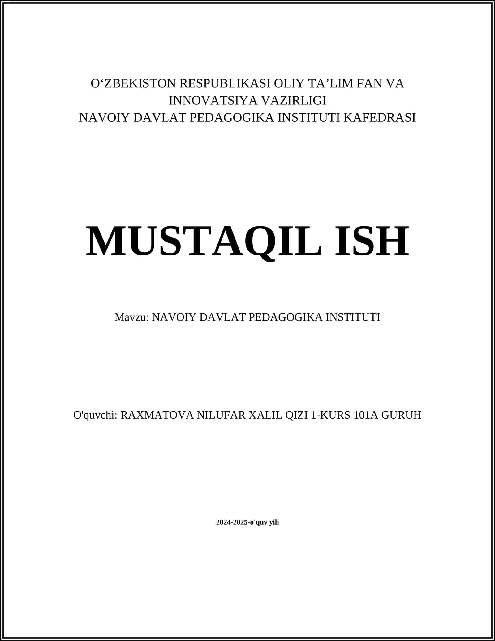 Navoiy Davlat Pedagogika Instituti