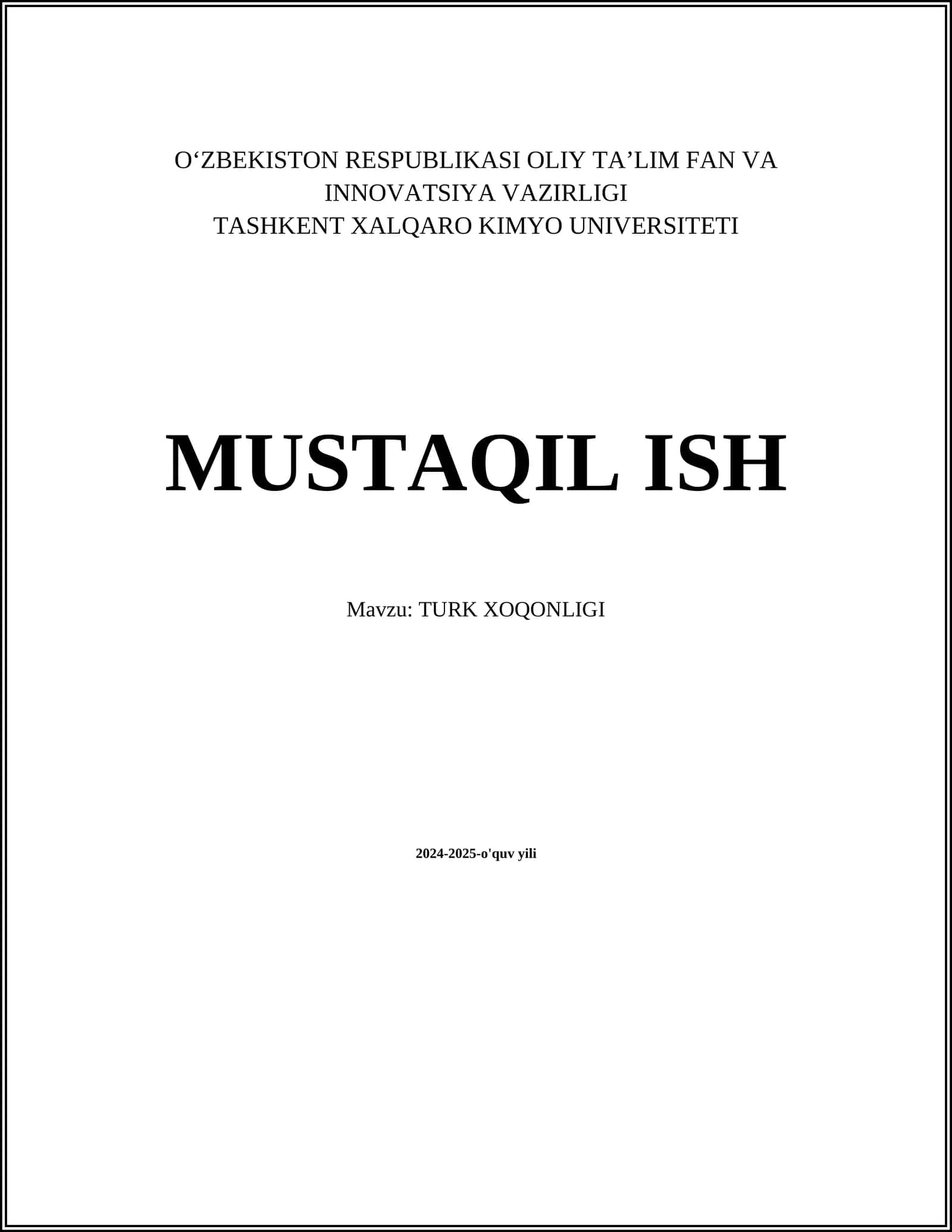 TURK XOQONLIGI
