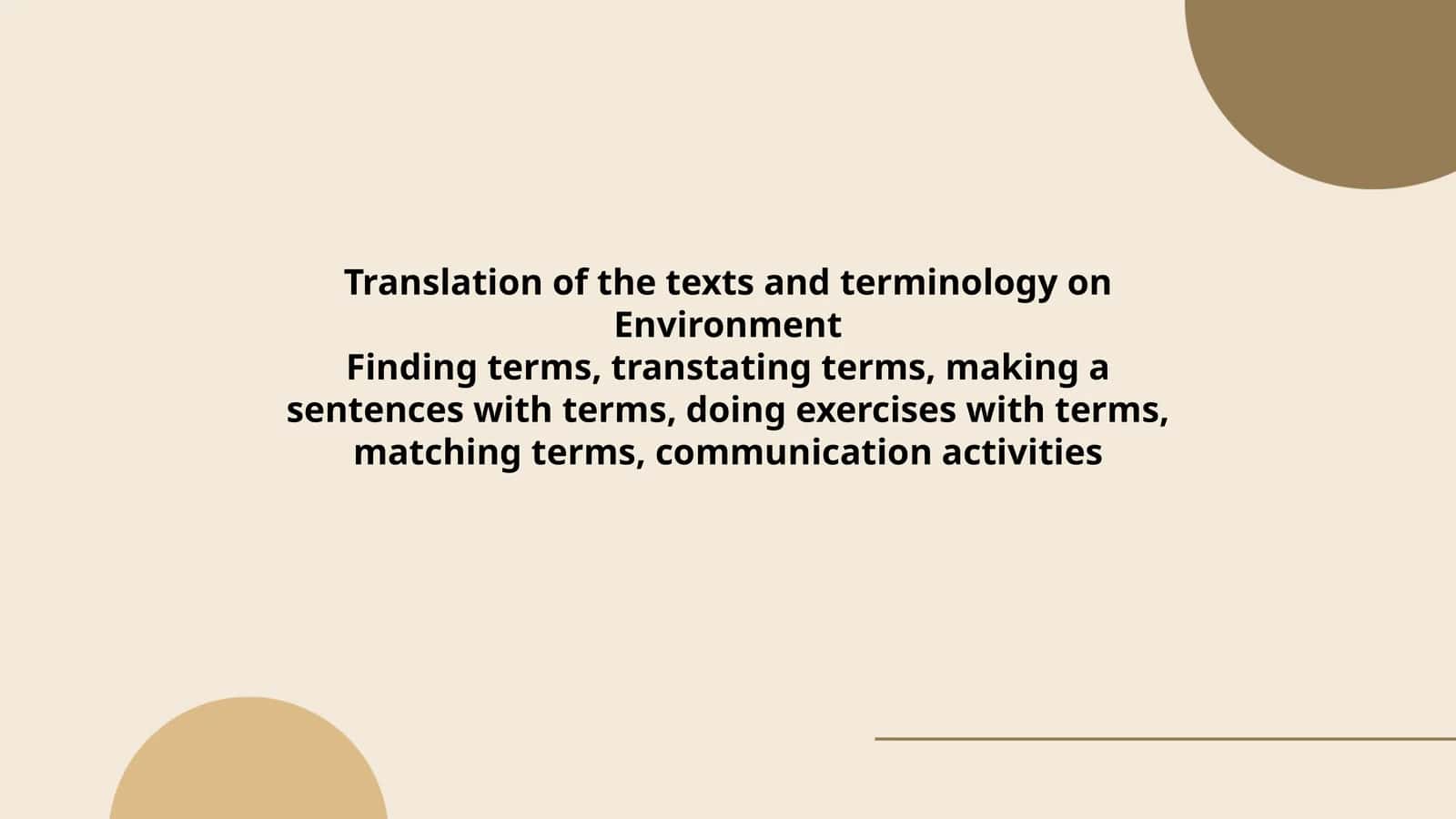 Translating Environment Terminology