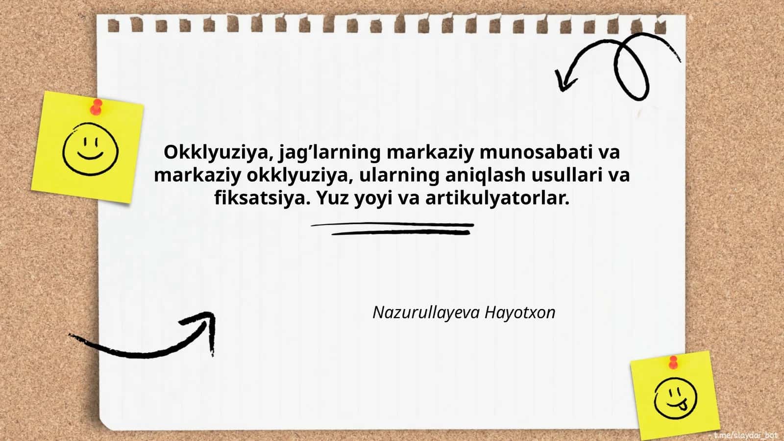 Okklyuziya tushunchasi va uning stomatologiyadagi ahamiyati