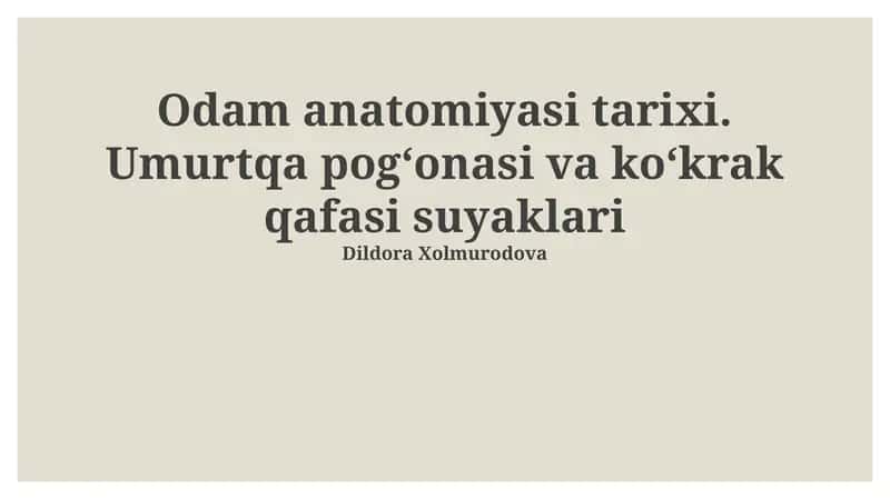 Umurtqa pog'onasi va qovurg'a qafasining anatomiyasi
