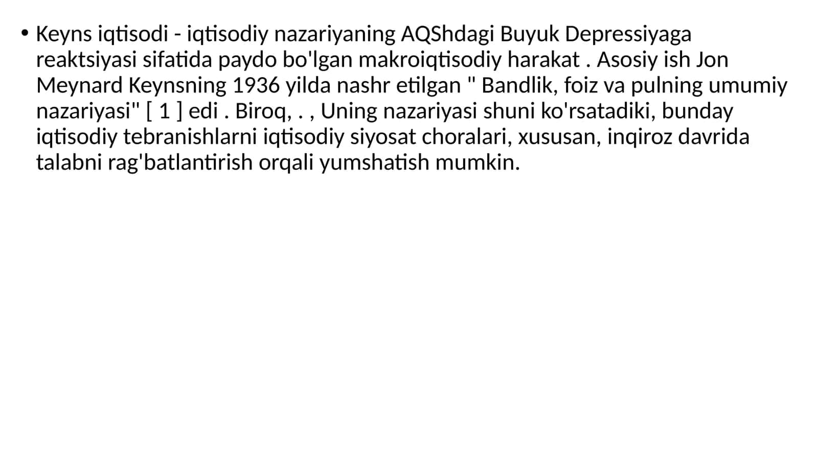 Keyns iqtisodi - iqtisodiy nazariya