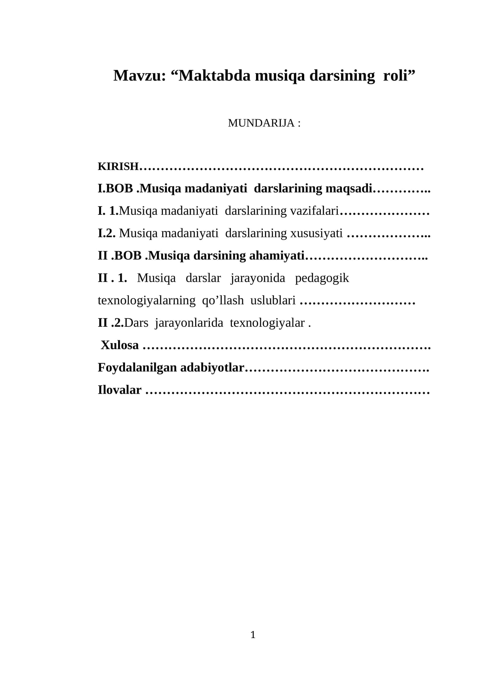 Maktabda musiqa darsining roli