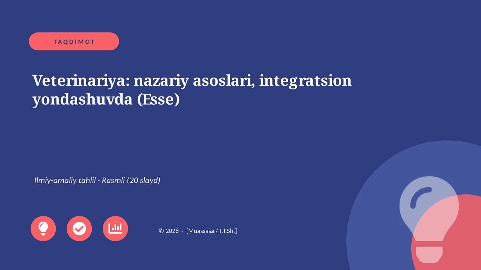 Veterinariya: nazariy asoslari, integratsion yondashuvda (Esse)