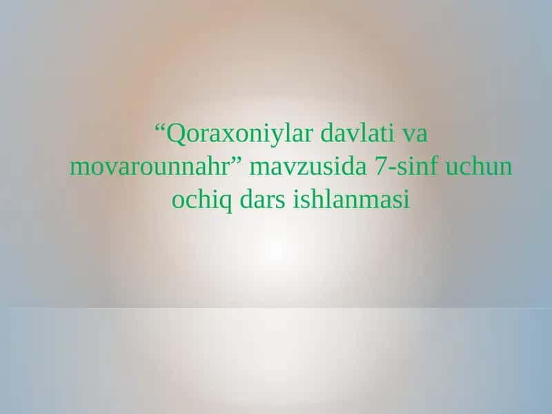 Qoraxoniylar davlati va movarounnahr