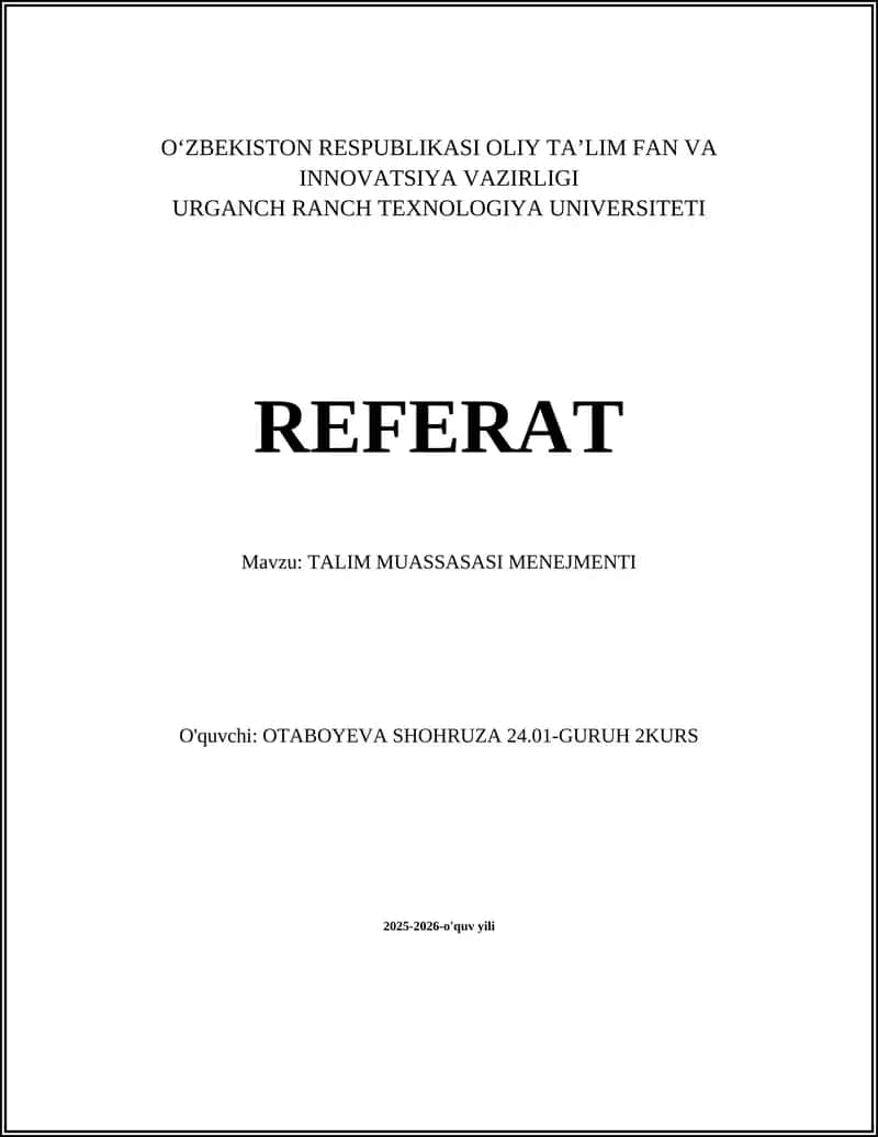 TALIM MUASSASASI MENEJMENTI
