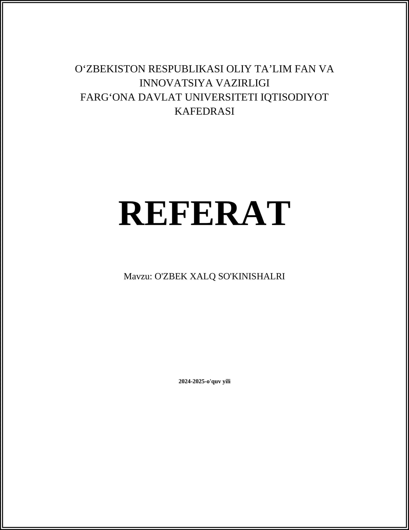 O‘ZBEK XALQ SO'KINISHALRI