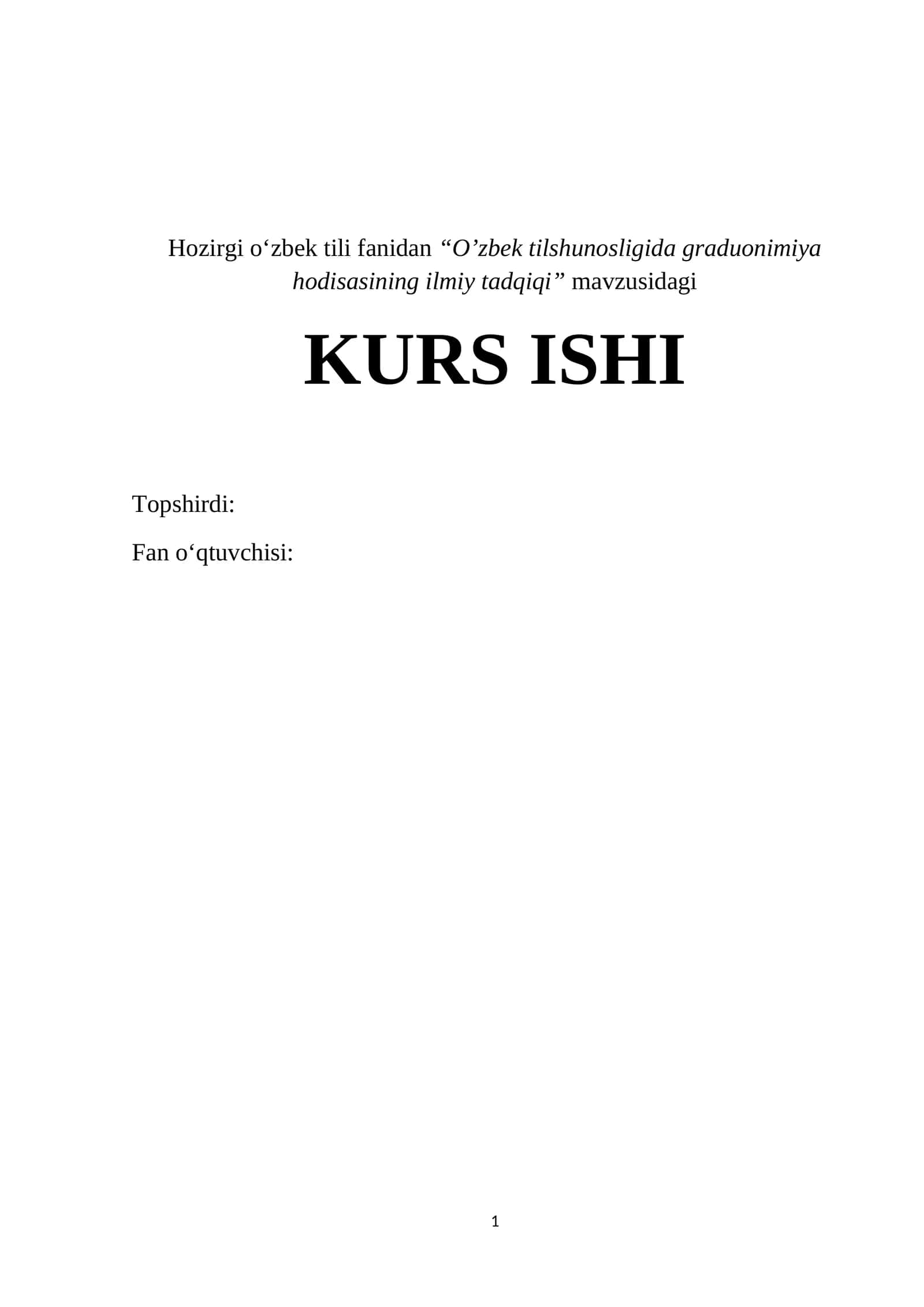 O’zbek tilshunosligida graduonimiya hodisasining ilmiy tadqiqi