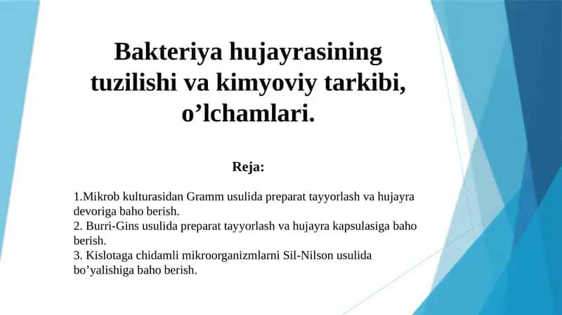 Bakteriya hujayrasining tuzilishi va kimyoviy tarkibi