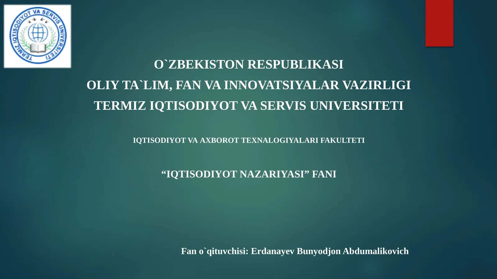 IQTISODIYOT NAZARIYASI