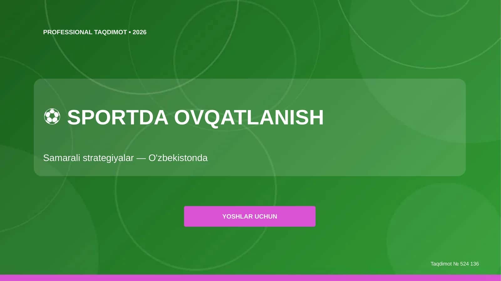 SPORTDA OVQATLANISH: SAMARALI STRATEGIYALAR