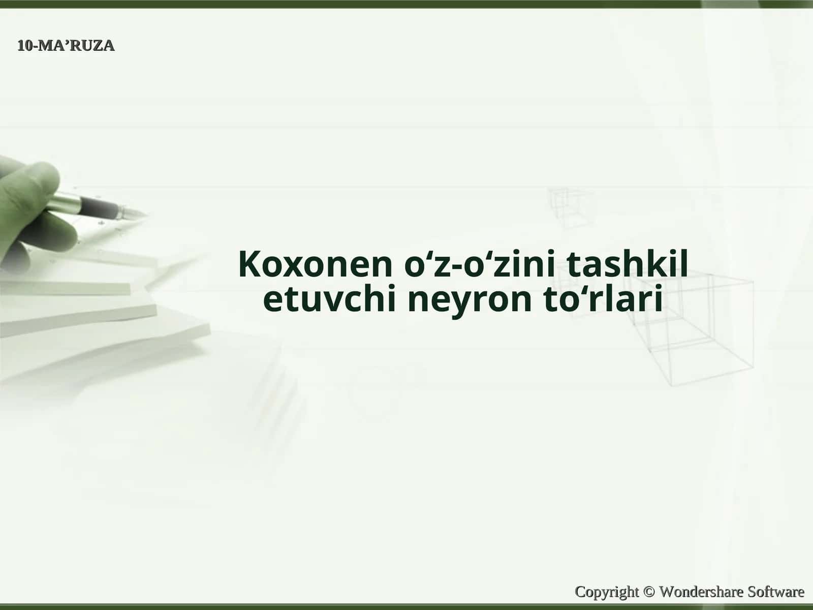 Kohonen o‘z-o‘zini tashkil etuvchi neyron to‘rlari