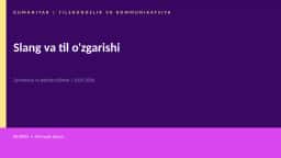 Slang va til o'zgarishi