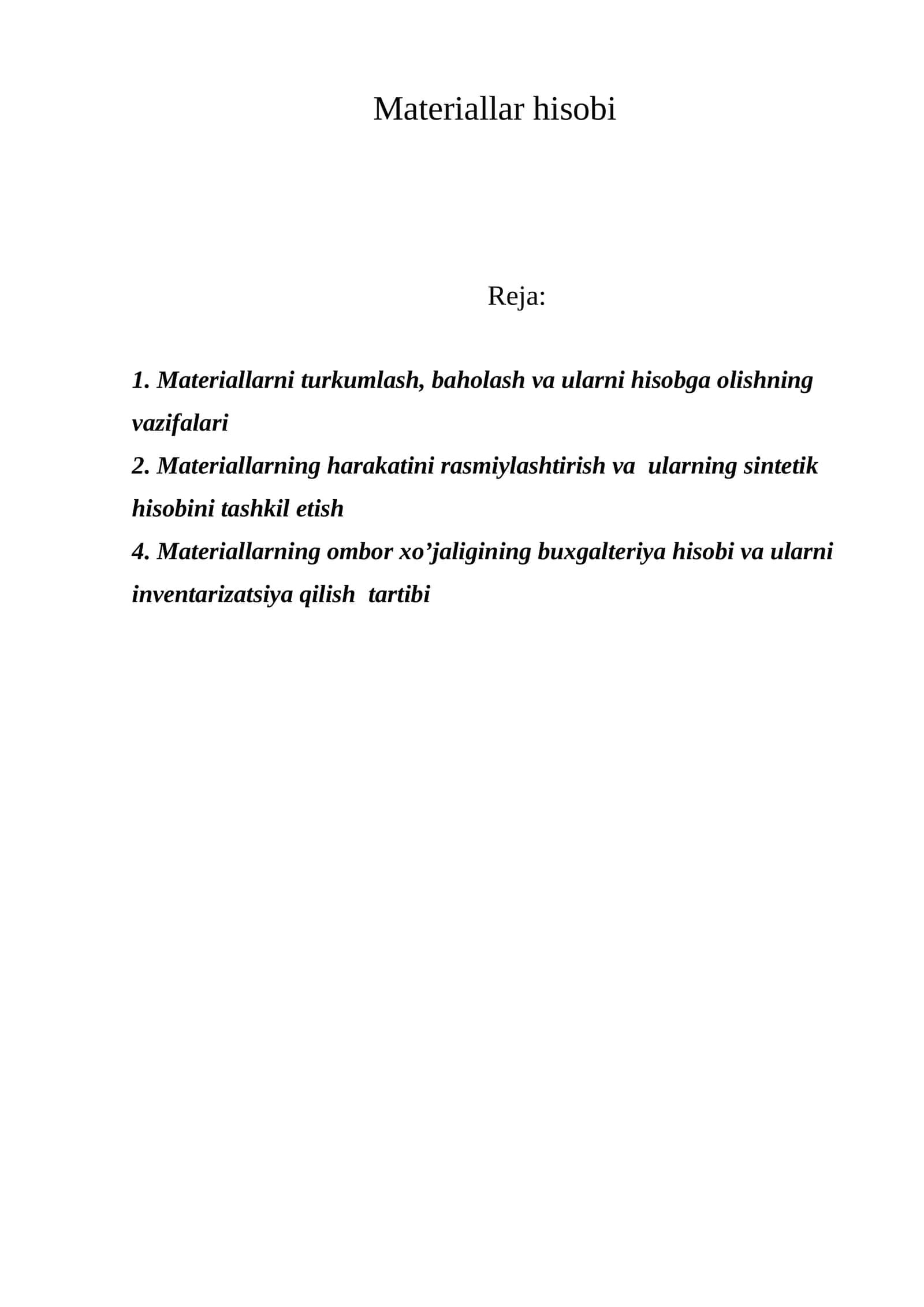 Materiallar hisobi