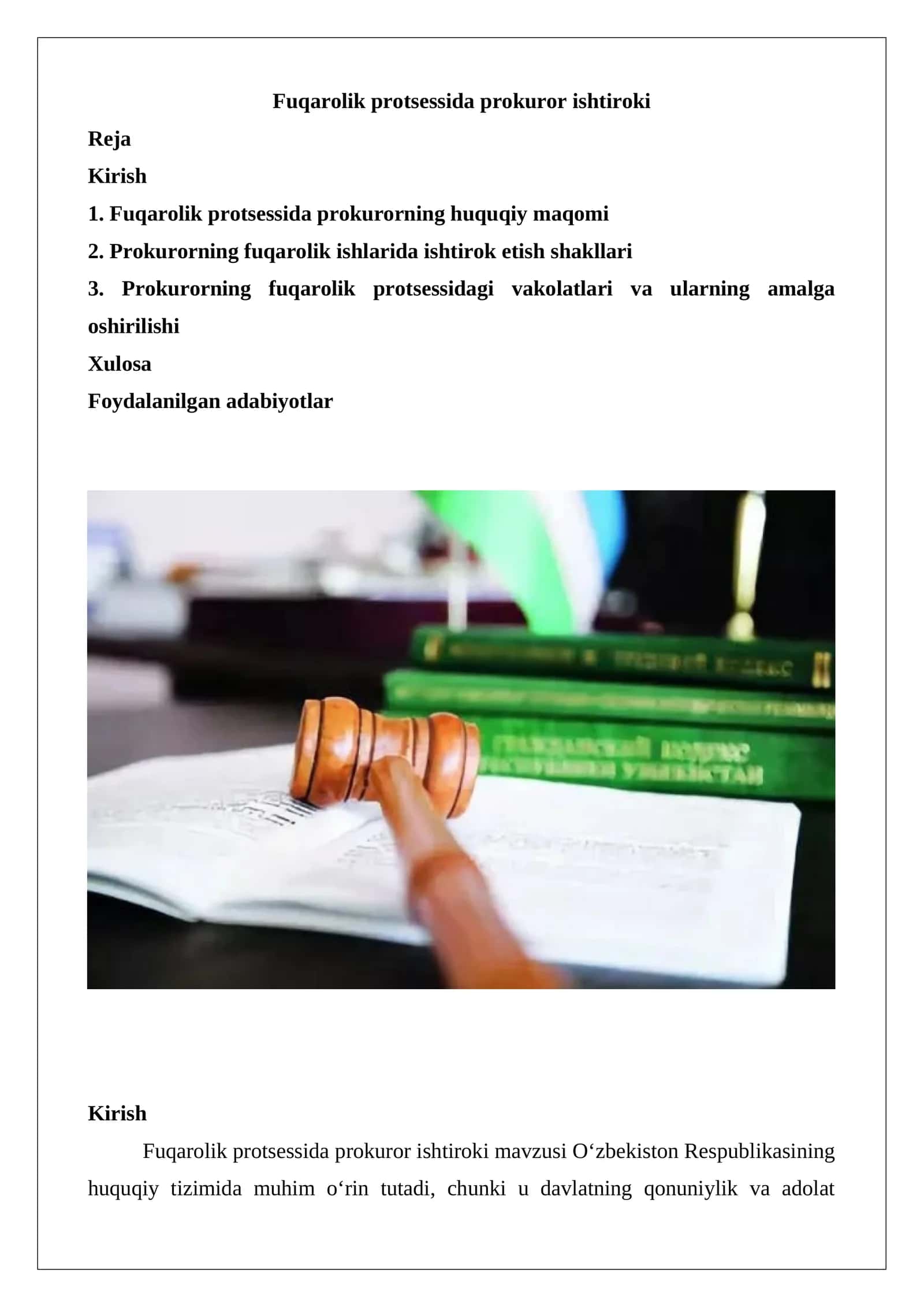 Fuqarolik protsessida prokuror ishtiroki