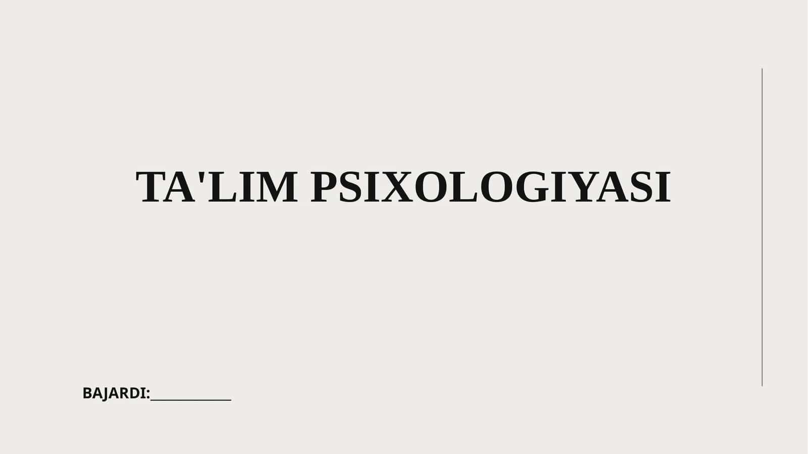 Ta'lim psixologiyasi