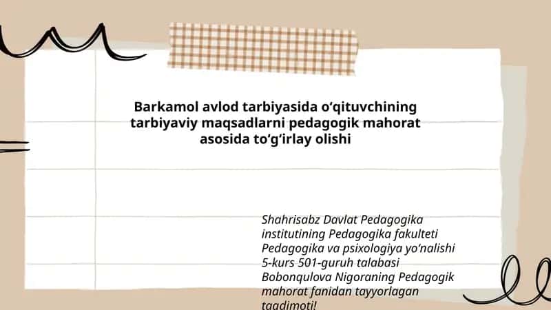 Pedagogik mahorat fanidan tayyorlagan taqdimoti