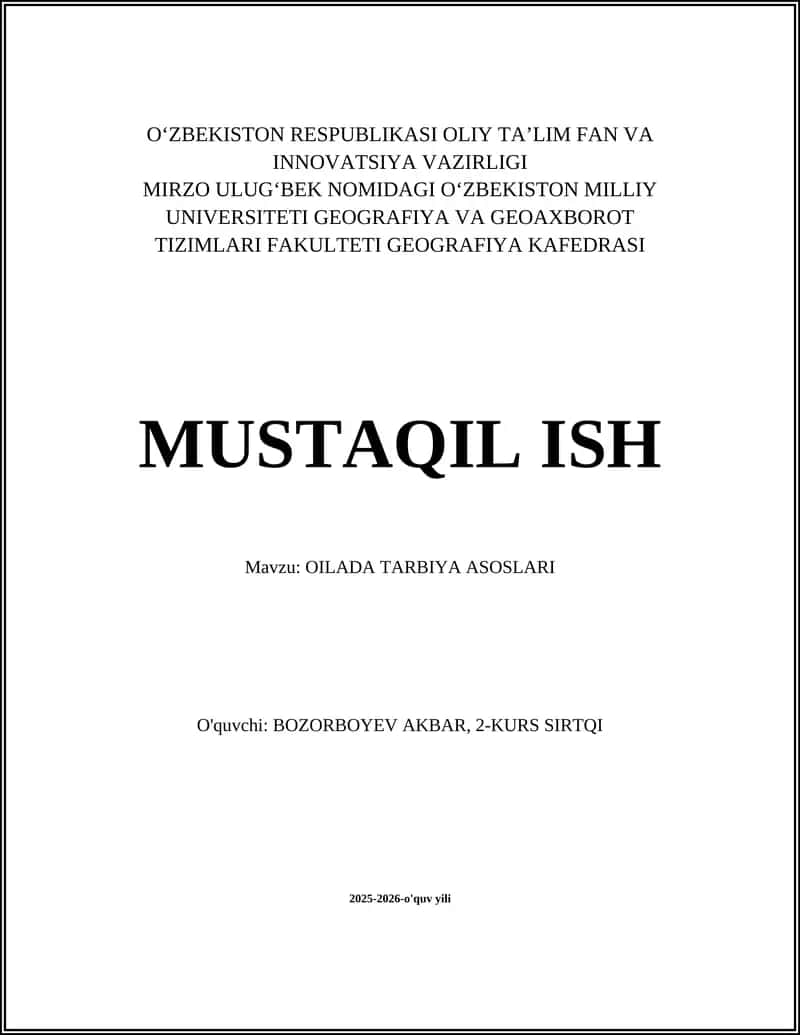 OILADA TARBIYA ASOSLARI