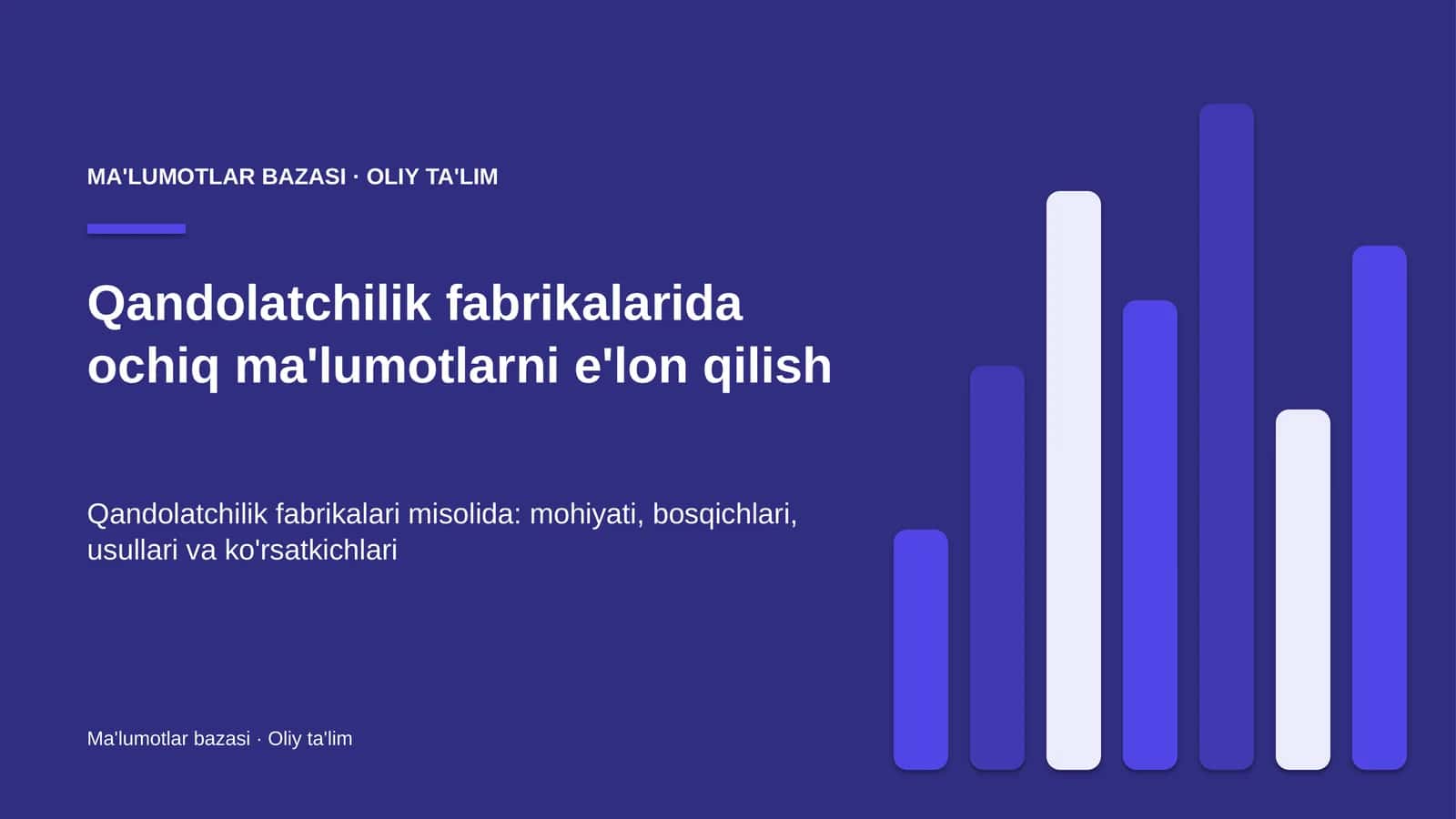 Qandolatchilik fabrikalarida ochiq ma'lumotlarni e'lon qilish