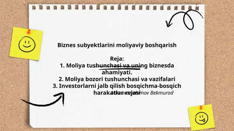 Biznes subyektlarini moliyaviy boshqarish