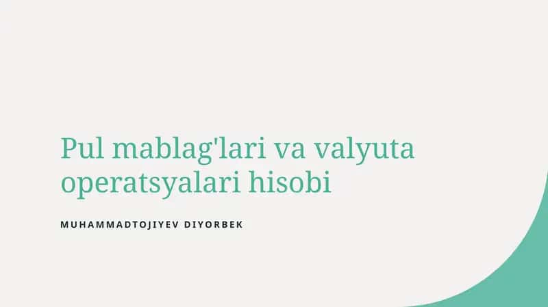 Pul mablag'lari va valyuta operatsyalari hisobi