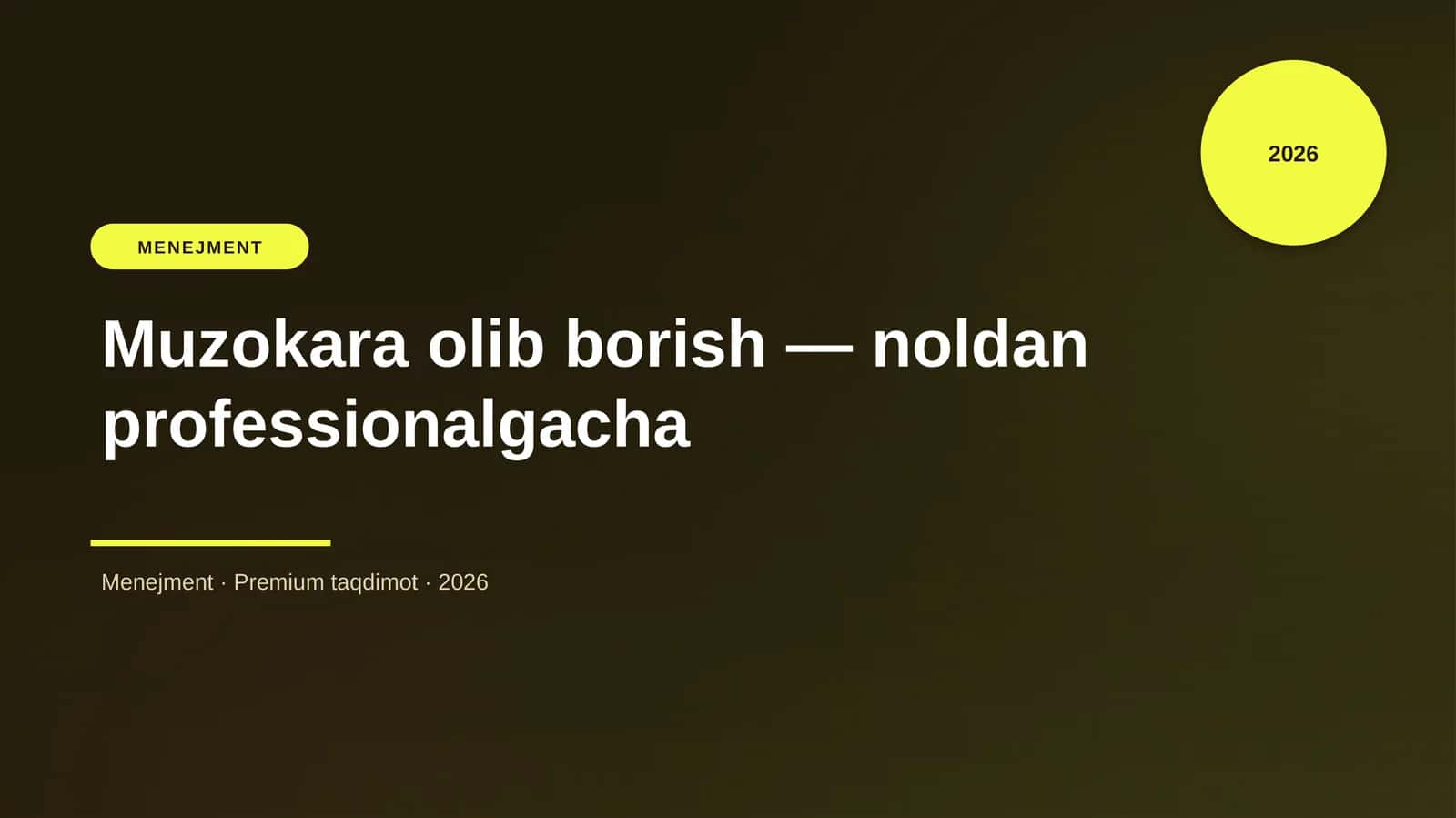 Muzokara olib borish — noldan professionalgacha