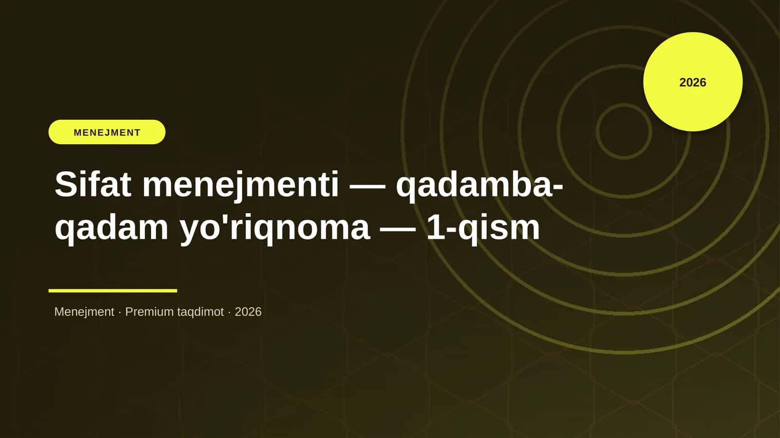 Sifat menejmenti — qadamba-qadam yo'riqnoma — 1-qism