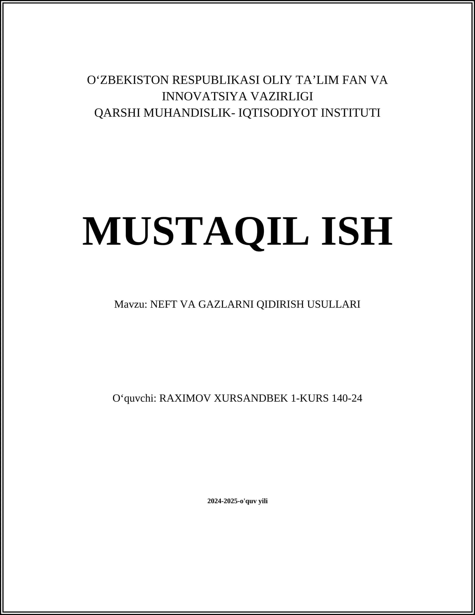 NEFT VA GAZLARNI QIDIRISH USULLARI