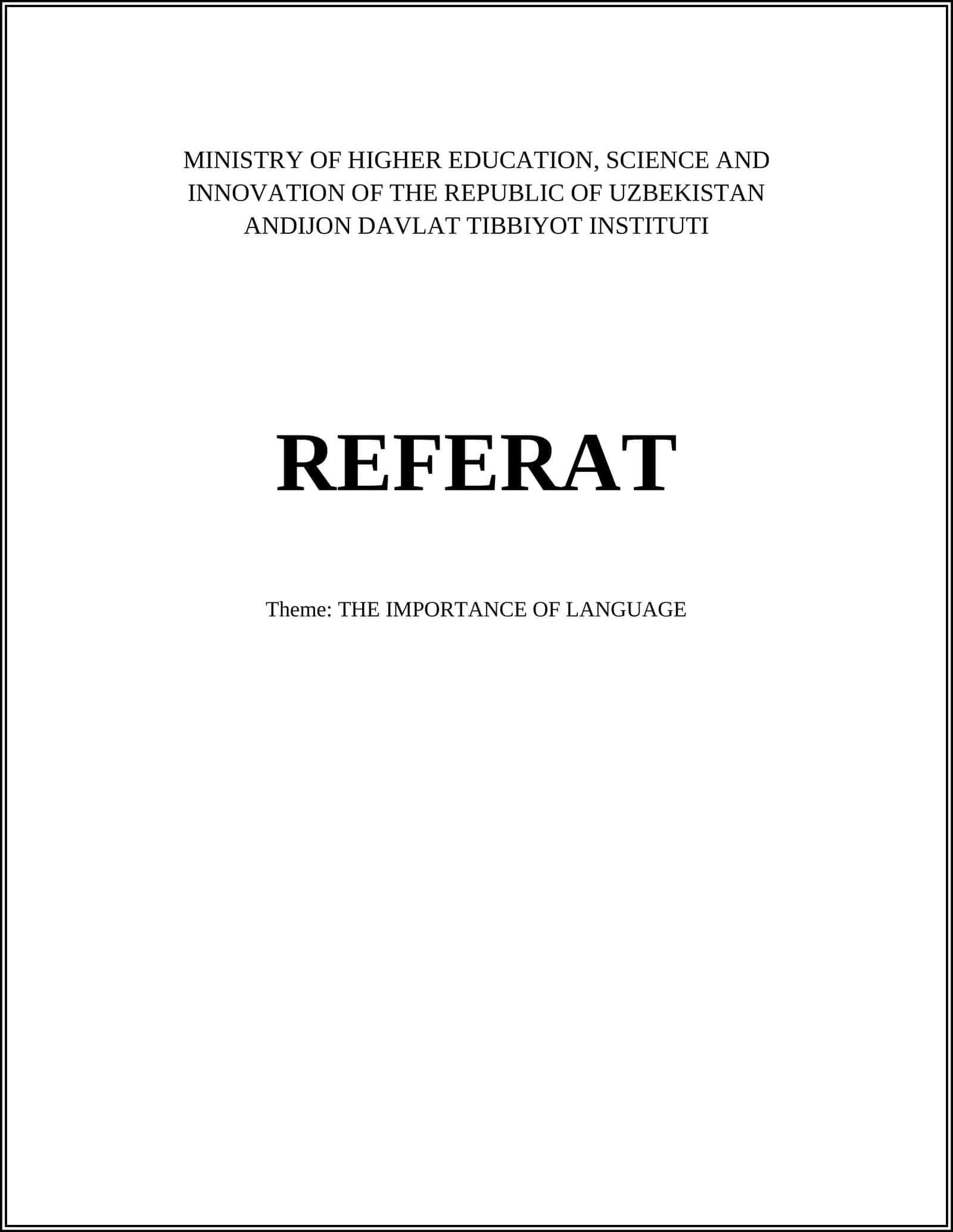 IMPORTANCE OF LANGUAGE