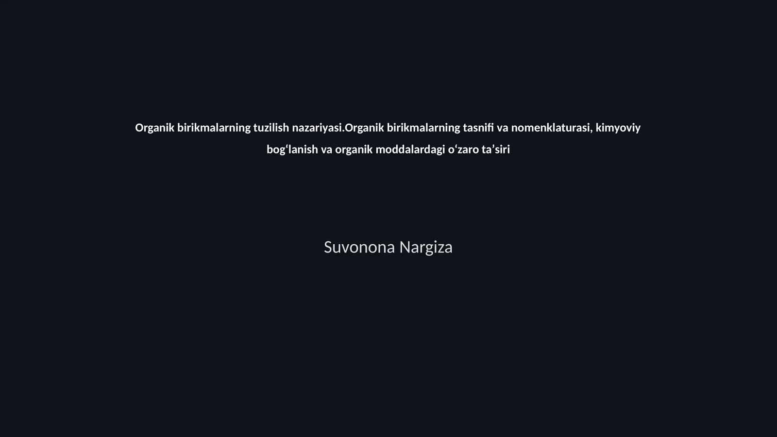 Organik birikmalarning tuzilish nazariyasi