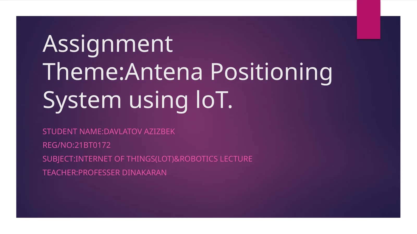 Antenna Positioning System Using IoT