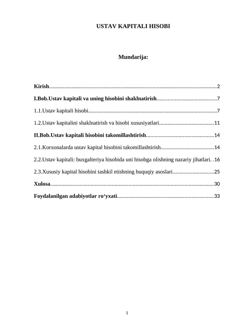 USTAV KAPITALI HISOBI