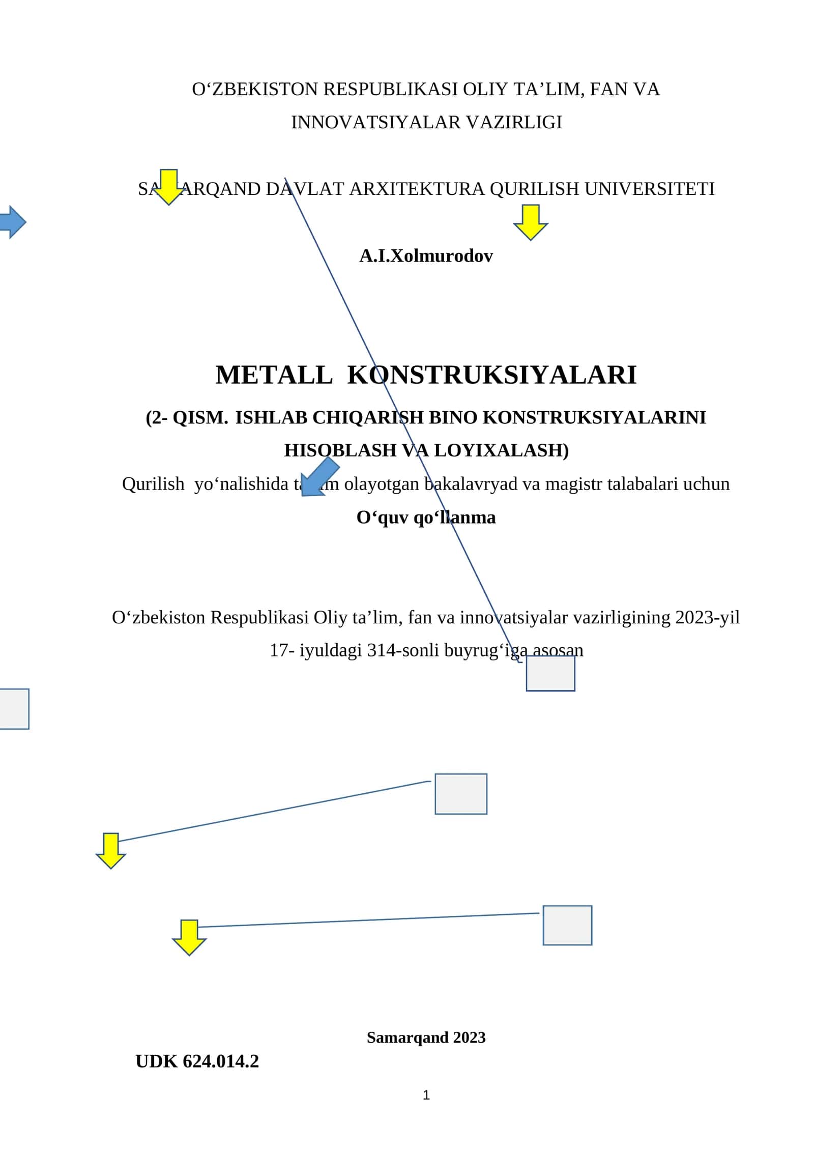 METALL konstruksiyalari (2- QISM. IShLAB ChIQARISh bino KonstruksiyaLARINI Hisoblash va loyixalash)