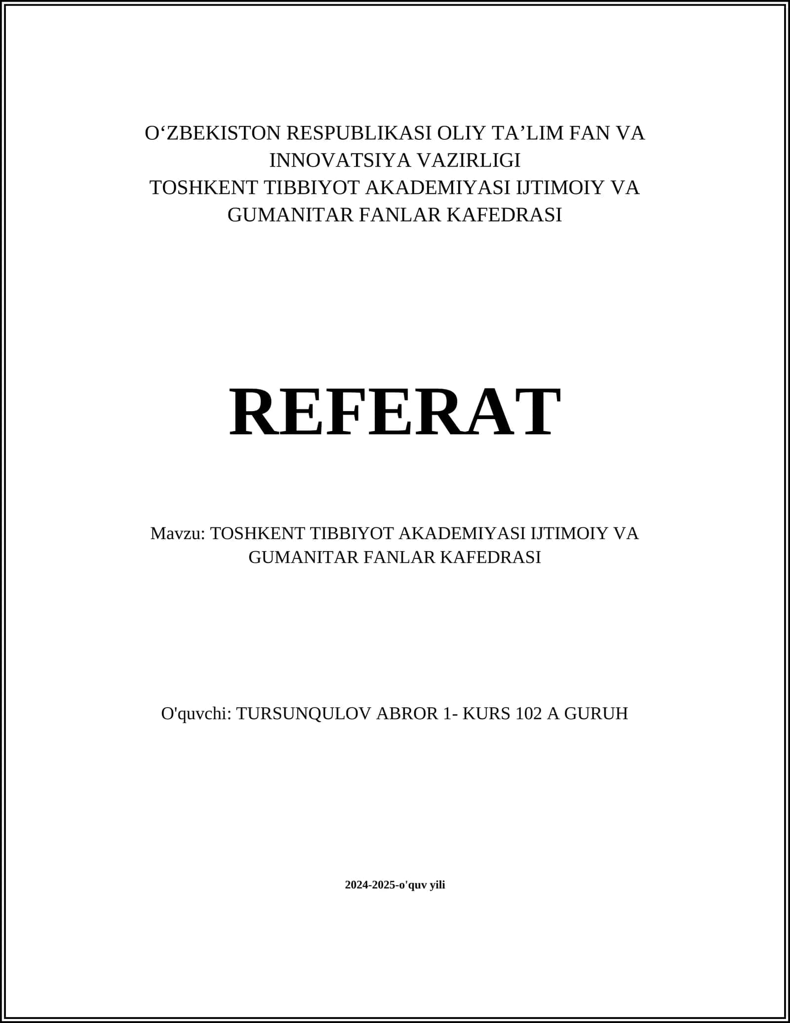 Tibbiyot Tarixining Asoslari